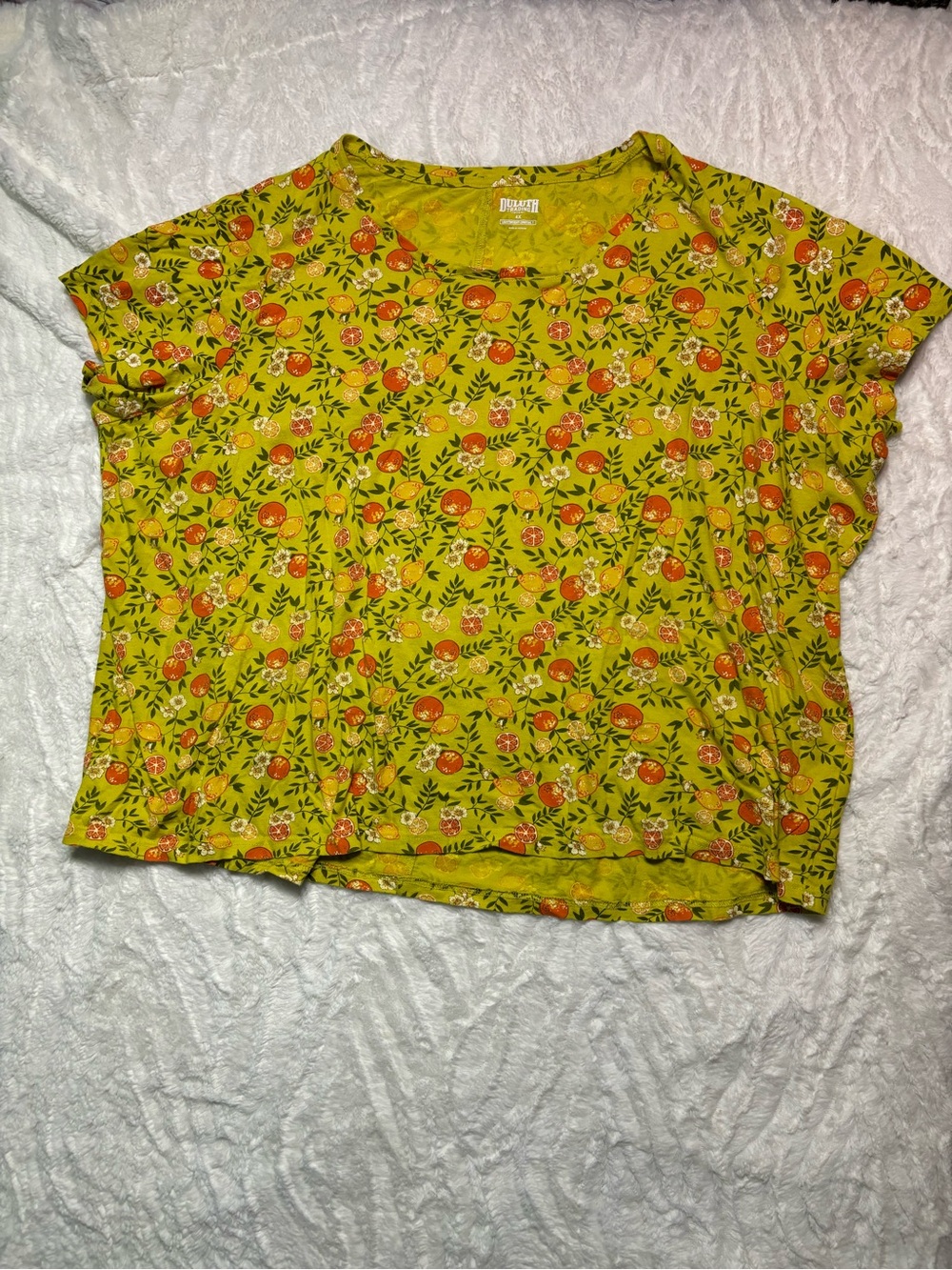 Women’s Duluth Trading Lemon/Orange Print T-Shirt Top Size 4X